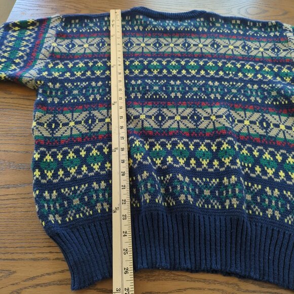 Vintage Apparel Workshop Geometric Sweater XL Fair Isle Nordic Retro 80s 90s - Picture 14 of 14